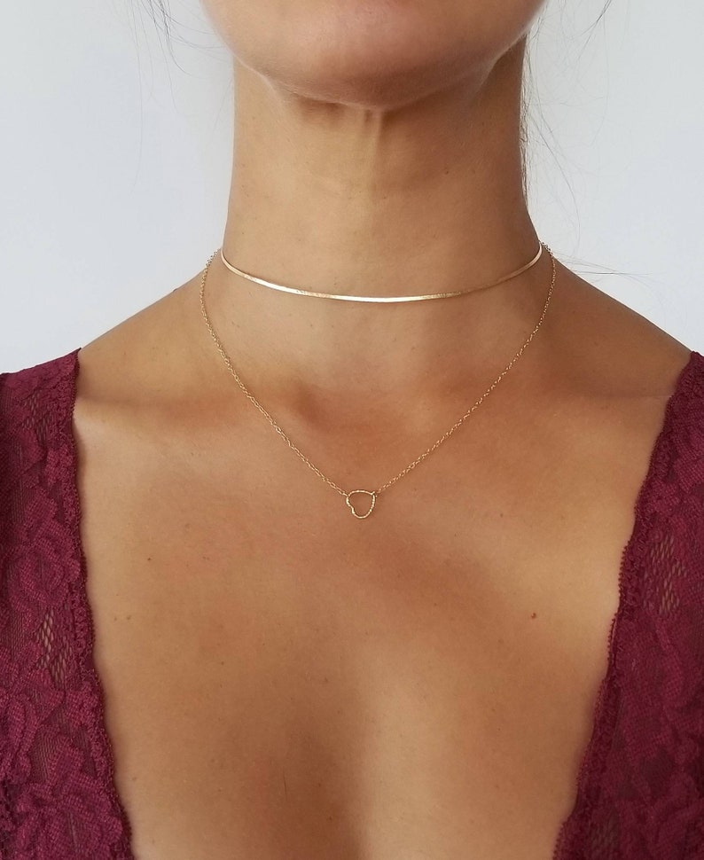 YLANA// Choker Necklace Sexy Collarbone Necklace Minimalist Jewelry Hammered Choker Necklace Dainty Necklace Layering Necklace image 7