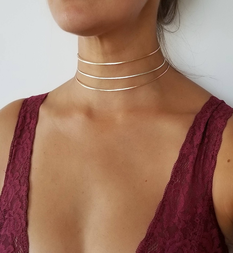 YLANA// Choker Necklace Sexy Collarbone Necklace Minimalist Jewelry Hammered Choker Necklace Dainty Necklace Layering Necklace image 1