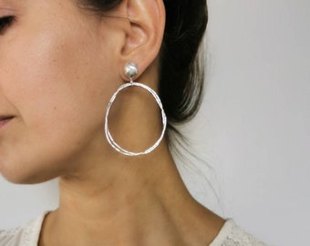 NUBIA// Double Hoop and Stud Earrings • Dangling Hoop Earrings • Simple Modern • Minimalist Hoop Earrings •