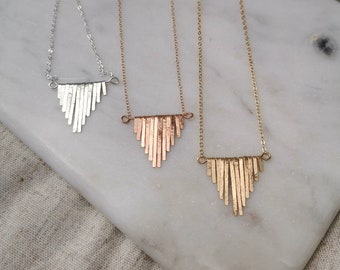 QUINCA// Hammered Fringe Necklace • Bohemian Tassle Necklace • Hand Forged 14K Gold Fringe • Matching Wedding Jewelry Set • Bridesmaids Gift