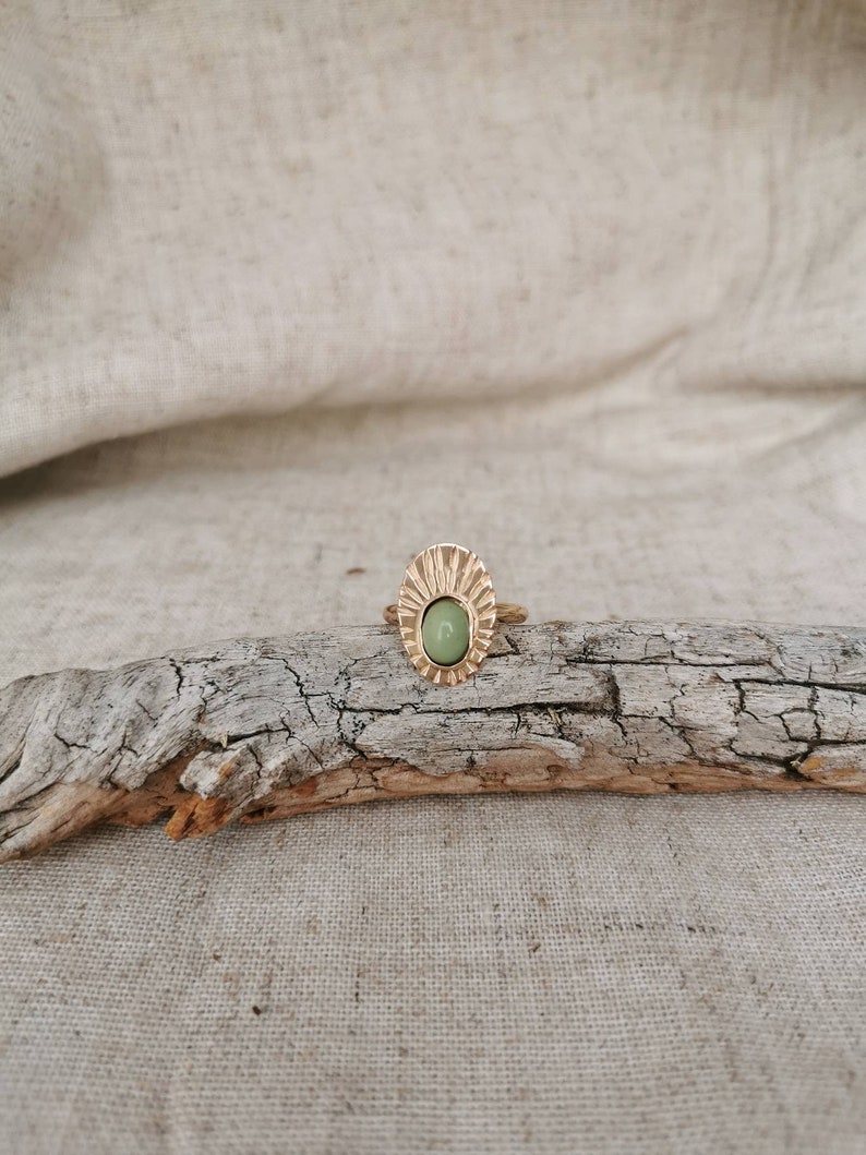 SURYA// Solstice Turquoise Ring Hand Stamped Sunburst Ring Turquoise Ring Sunray Stamped Ring Genuine Turquoise December Birthstone image 6