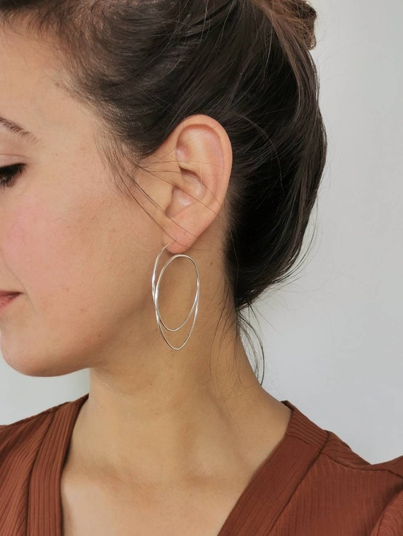 Spiral Coil Scrolling Swirl Design Round Hoop Earrings Sterling Silver Spiral Coil Scrolling Swirl Design Round Hoop Earrings Sterling Silver