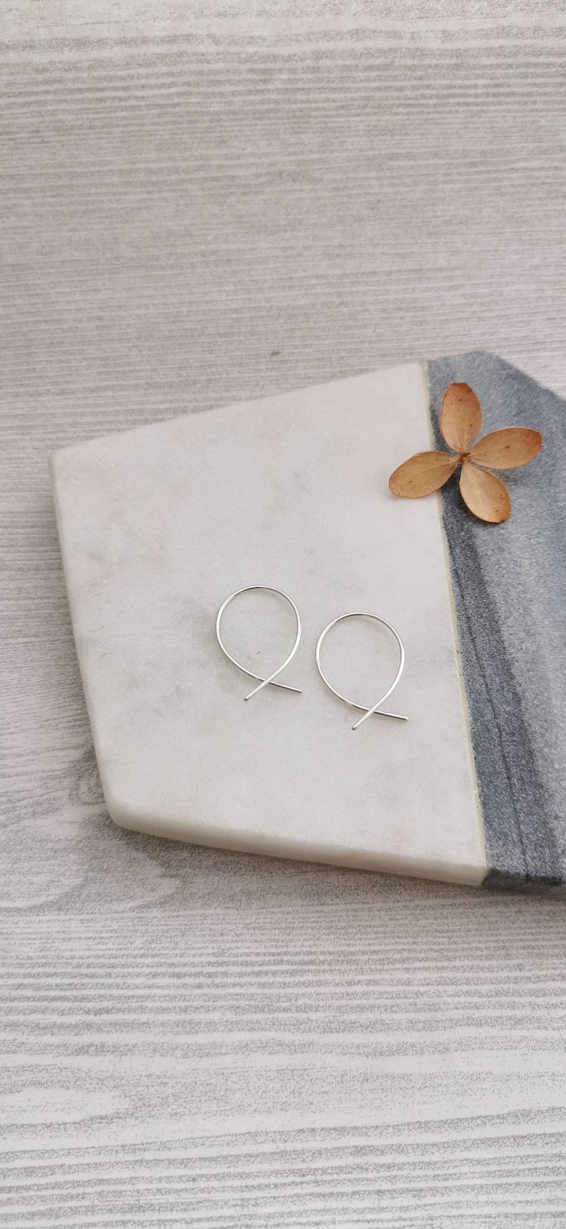 INFINITY// Wishbone Earrings Criss Cross Hoops Tiny Hoops Ear Threaders Minimalist Earrings 14K Gold Rose Gold Sterling Silver image 4