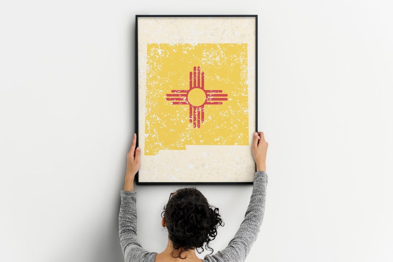 New Mexico Print New Mexico State Flag New Mexico Flag New Mexico Art New Mexico State Art Prints Travel Art New Mexico Decor