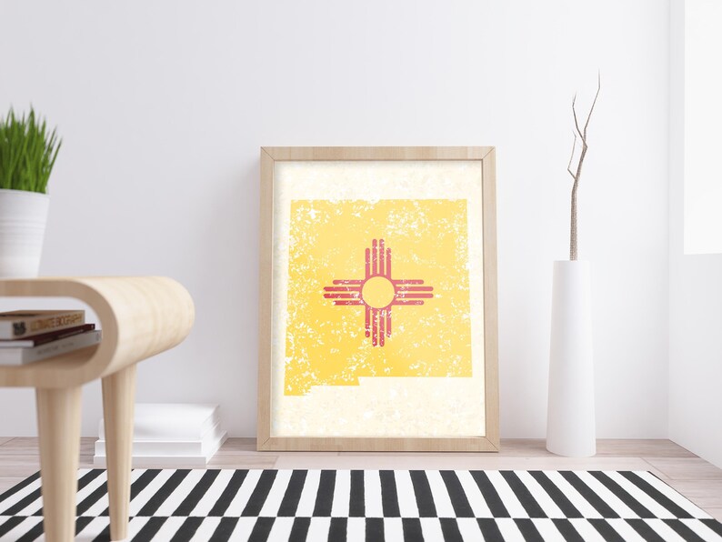 New Mexico Print New Mexico State Flag New Mexico Flag New Mexico Art New Mexico State Art Prints Travel Art New Mexico Decor