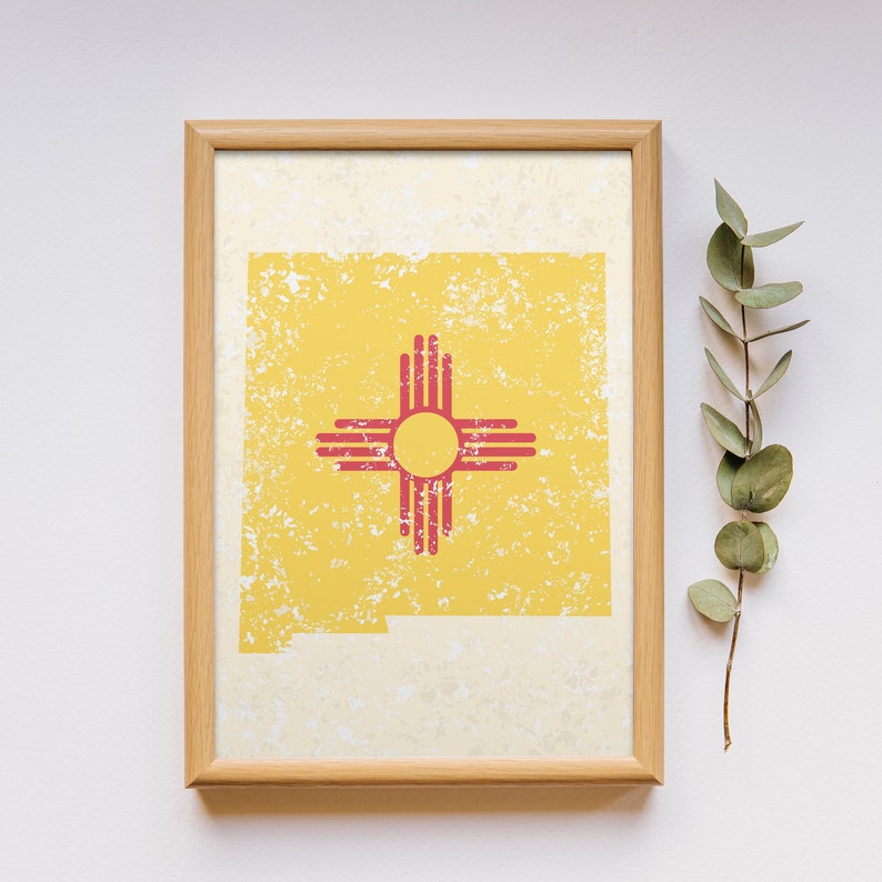 New Mexico Print New Mexico State Flag New Mexico Flag New Mexico Art New Mexico State Art Prints Travel Art New Mexico Decor