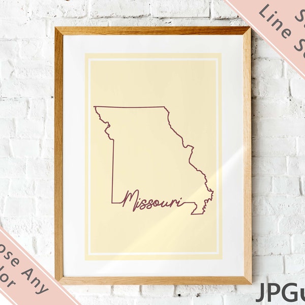 Missouri State Line / Printable JPG / Missouri Print / Missouri Map Print / Housewarming Gift Ideas / Missouri Art Print / Missouri JPG