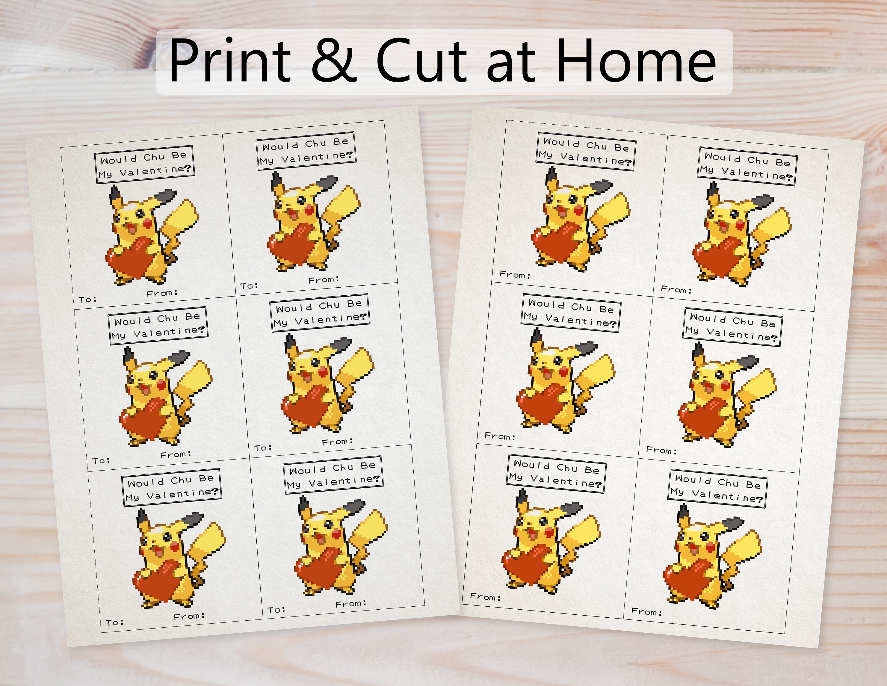 Pikachu Valentine / Printable Valentine for Kids / Kids | Etsy