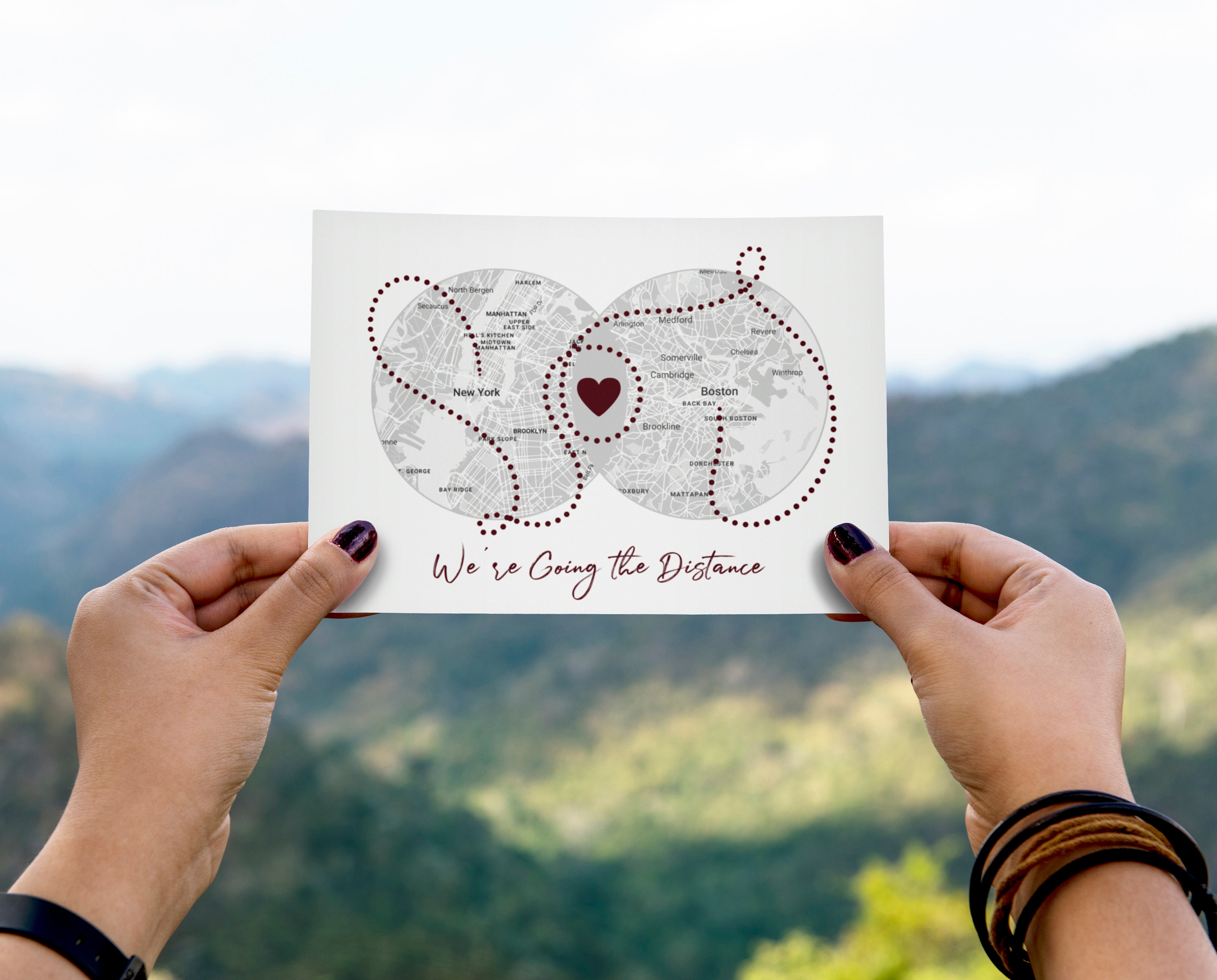 Custom Long Distance Card Personalized Map Card Printable Etsy 