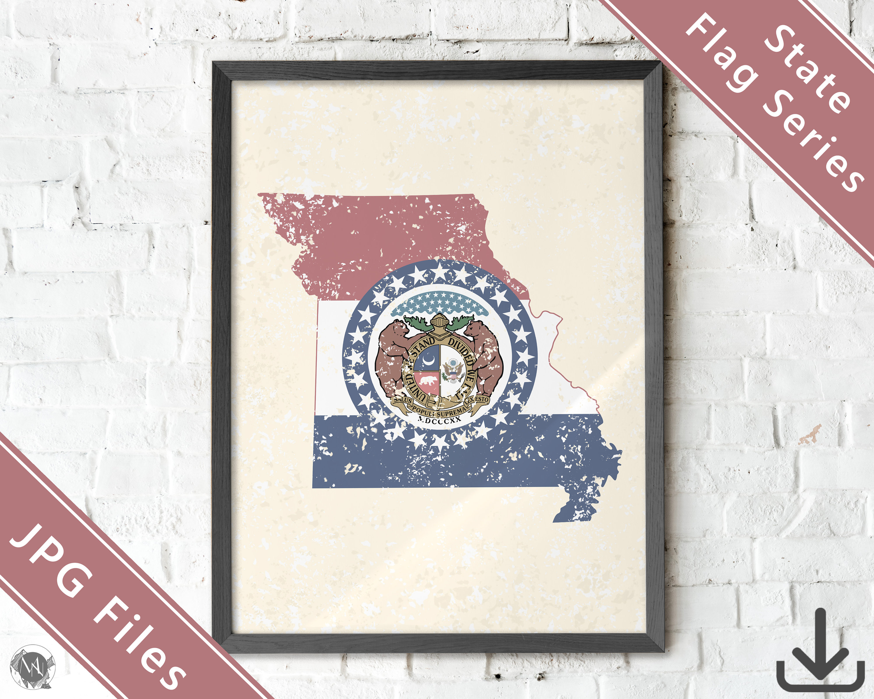 Missouri Map Art / Printable JPG / Missouri State Flag Print / - Etsy