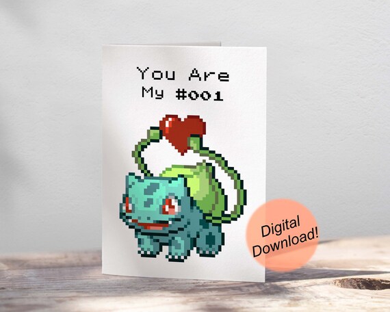 Bulbasaur Card / Printable / Valentine Card / Pokemon Card / - Etsy