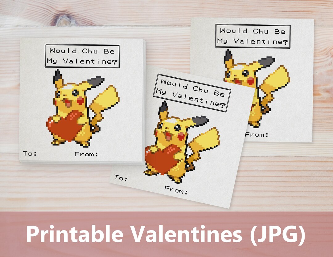 Pikachu Valentine / Printable Valentine for Kids / Kids Valentines ...