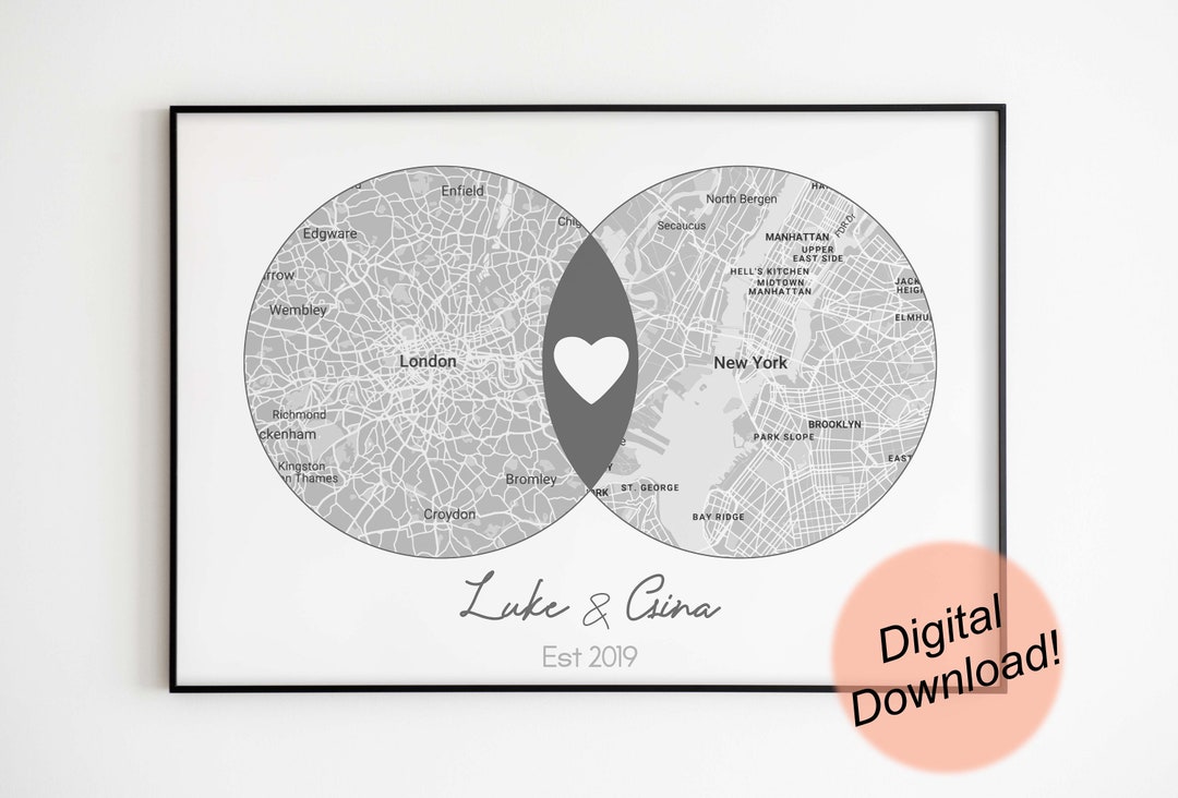 Long Distance Relationship Print / Custom LDR Print / Custom Map Print ...