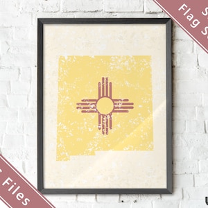 New Mexico Art Print / Printable JPG / New Mexico State Flag Print / New Mexico Print / Housewarming Gift / New Mexico Map / New Mexico JPG
