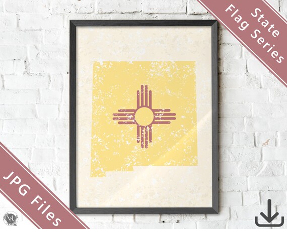 New Mexico Art Print / Printable JPG / New Mexico State Flag - Etsy