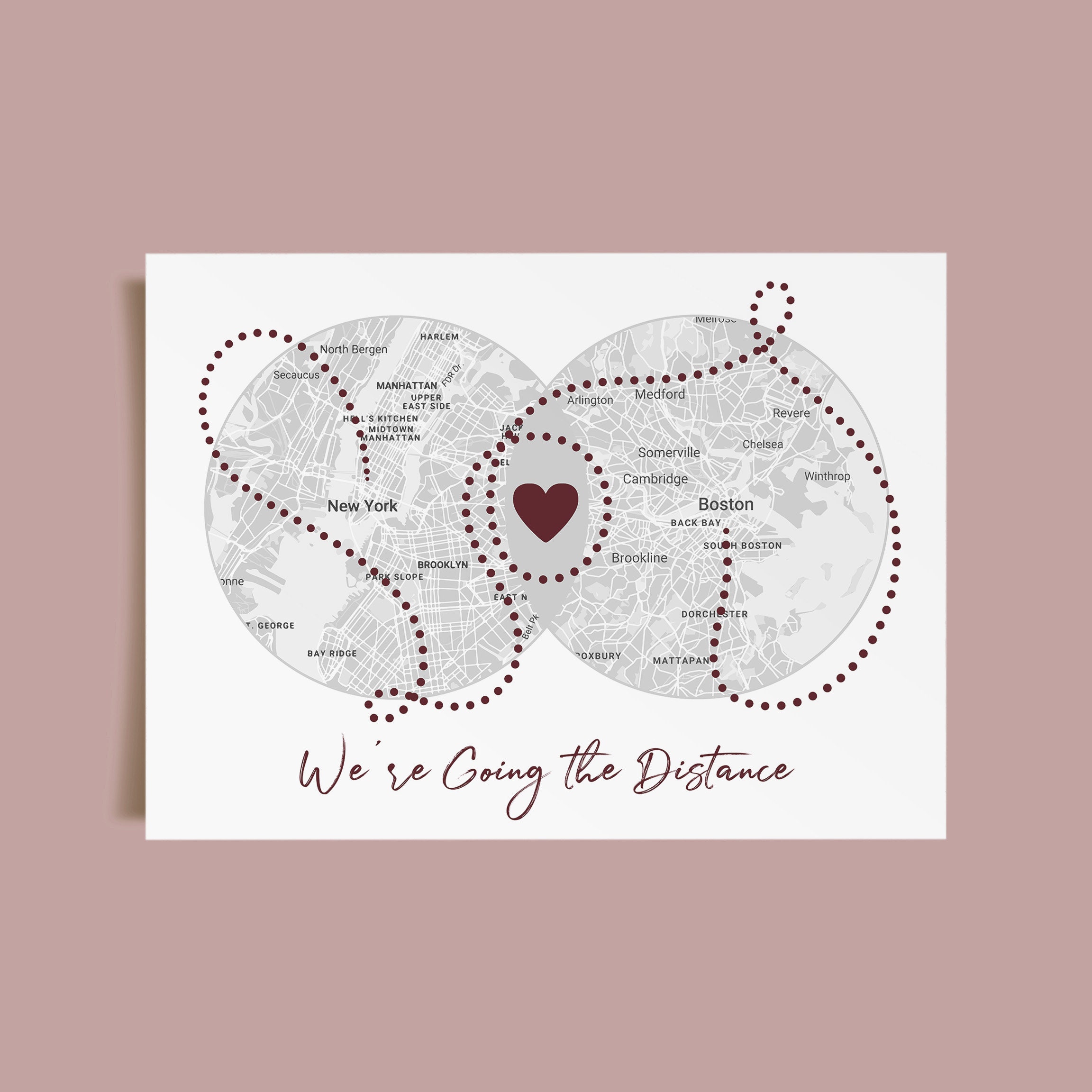 Custom Long Distance Card Personalized Map Card Printable Etsy 