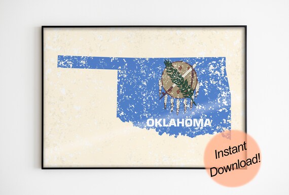 Oklahoma Print / Printable / Oklahoma Art Print / State Flag / | Etsy
