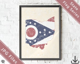 Ohio Flagge Print / Druckbare JPG / Ohio Kunstdruck / Hausaufmeinnung Geschenk / Ohio Wanddekoration / State Flag Print / Ohio State Print / Ohio JPG