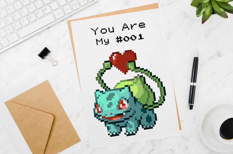 Bulbasaur Card / Printable / Valentine Card / Pokemon Card / | Etsy