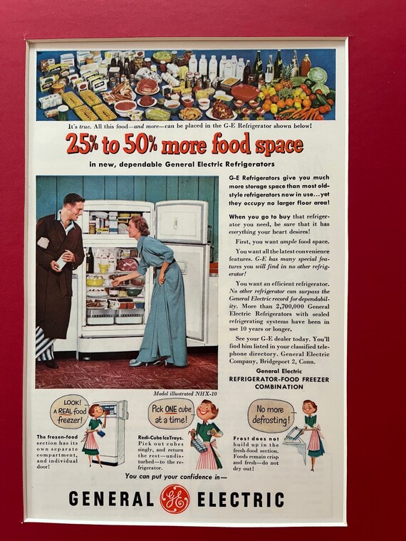 1951 GE Refrigerator ad Laminated Mounted