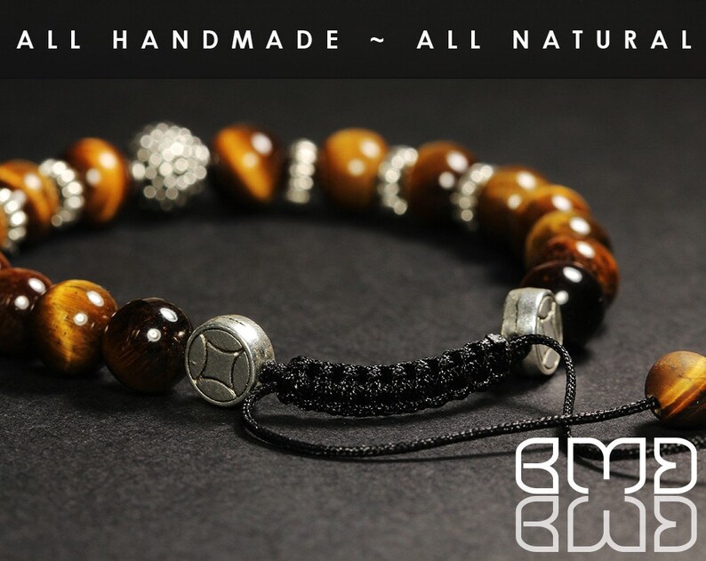 Women Macrame Adjustable Spiritual Natural Golden Tiger Eye Beads Shamballa Gift Idea Anniversary Mala Yoga Beaded Bracelet for Men/'s