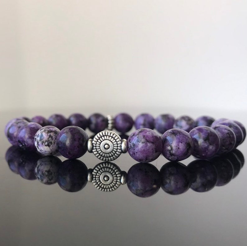 Anniversary Jewelry Gift Mala Handmade Beaded Spiritual Stretch Bracelet for Men/'s Woman 8mm Natural Jade Gemstone Beads Yoga