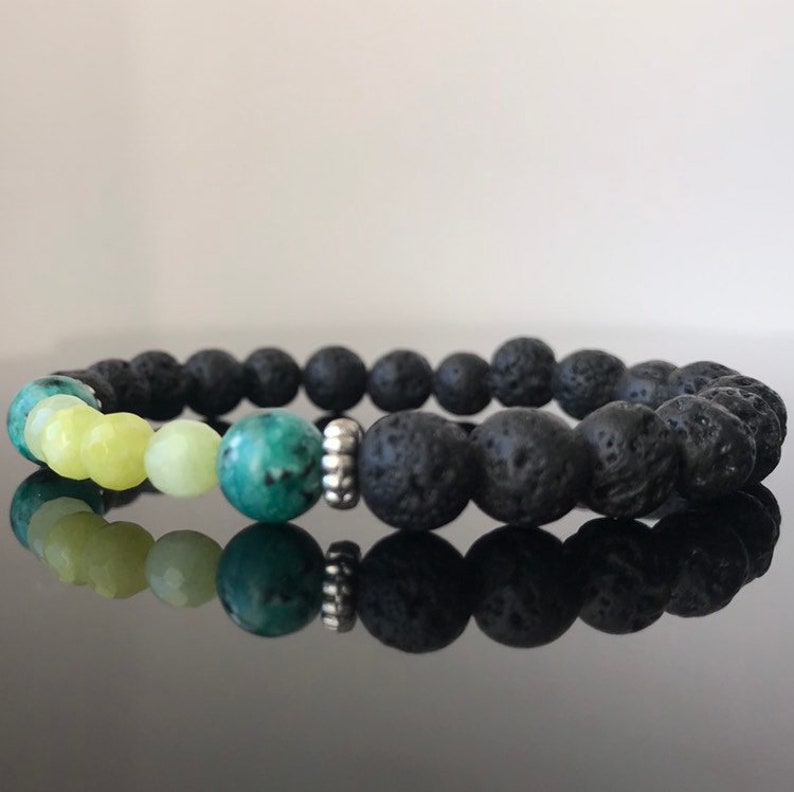 Yoga Handmade Beaded Stretch Bracelet for Men/'s,Woman,Unisex 8mm Natural Black Lava Stone /& Jade Gemstone Beads Mala