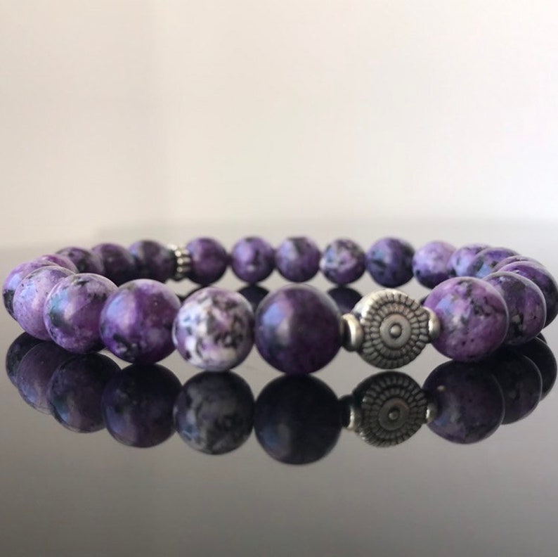 Anniversary Jewelry Gift Mala Handmade Beaded Spiritual Stretch Bracelet for Men/'s Woman 8mm Natural Jade Gemstone Beads Yoga