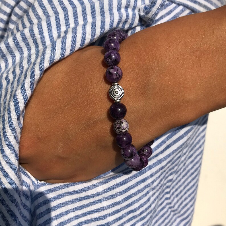 Anniversary Jewelry Gift Mala Handmade Beaded Spiritual Stretch Bracelet for Men/'s Woman 8mm Natural Jade Gemstone Beads Yoga