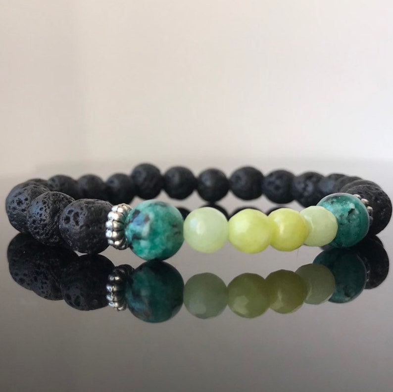 Yoga Handmade Beaded Stretch Bracelet for Men/'s,Woman,Unisex 8mm Natural Black Lava Stone /& Jade Gemstone Beads Mala