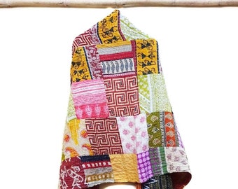 Cotton Kantha Scarf Handmade Reversible Large Work Scarf Etsy