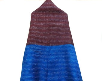 Kantha Silk bedspread , thin bedsheet  or Stole Scarves Reversible Sew Long, hand made