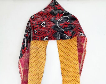 Cotton Kantha Scarf: Hand-Quilted Embroidered Neck Wrap