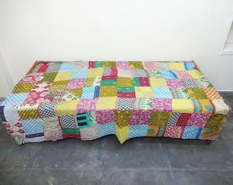 Kantha Quilt Indian Cotton Bedspread Blanket Bedding ,bed cover,sofa throw ,gardern decor