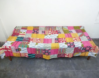 Edredón Kantha, colcha de algodón indio, manta, ropa de cama, funda de sofá, decoración de jardín