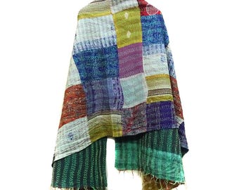 New Patch Work Silk Kantha Scarf Head Wrap Stole Dupatta headband Collar Neckerchief Scarves
