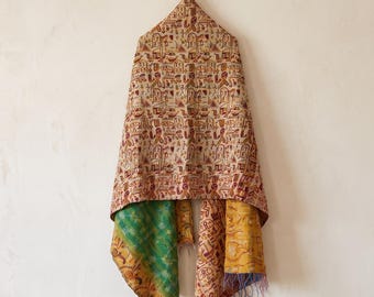 New Lady Blanket Reversible kantha Scarf Wrap Shawl ,Double Size Silk Scarf Hand Quilted Women Shawl Stitched