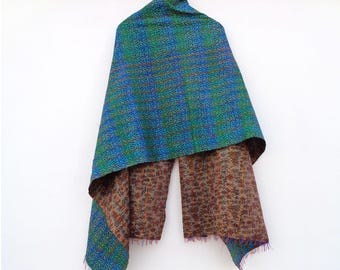 oversized Silk Scarf Head Wrap Stole Kantha Embroidered Scarf Boho Scarves