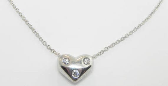 tiffany platinum diamond heart necklace