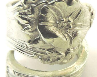 Alvin Sterling Silver Morning Glory Spoon Ring Size 8.5