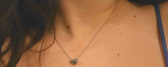 Tiffany Co Platinum 3 Diamond Heart Pendant Necklace Etsy