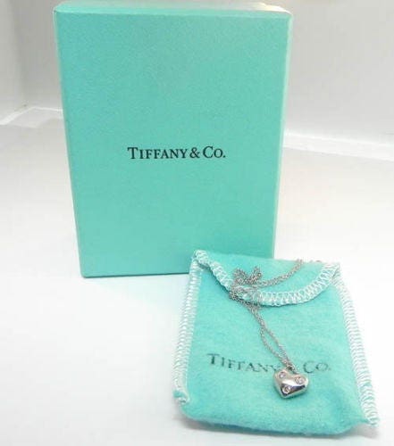 Tiffany & CO. Platinum 3 Diamond Heart Pendant Necklace | Etsy