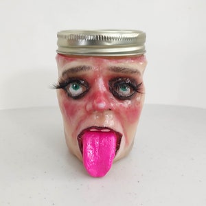 Ahegao Face Monster Stash Jar Hand Sculpted Polymer Clay Jewelry Holder Gyatt