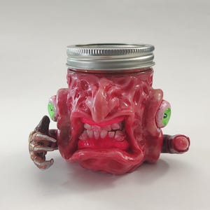 Nightmare Monster Stash Jar Halloween Hand Sculpted Polymer Clay Jewelry Holder