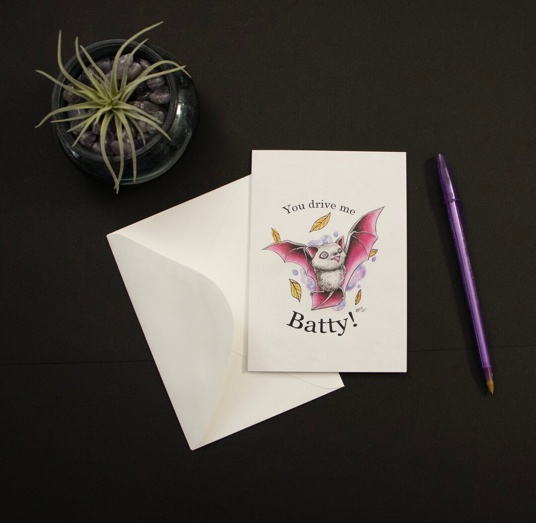 You Drive Me Batty Bat Card, Anniversary Card Romantic Card, Love ...