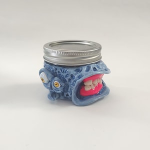 Monster Stash Jar Hand Sculpted Polymer Clay Jewelry Holder