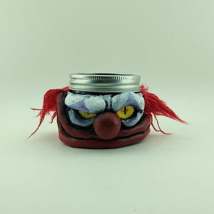 Clown Monster Stash Jar Hand Sculpted Polymer Clay Jewelry Holder