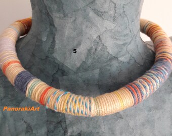 Multicolored Chocker necklace - vegan - Statement yarn necklace - textile necklace - simple jewelry - eco friendly - handmade - unique