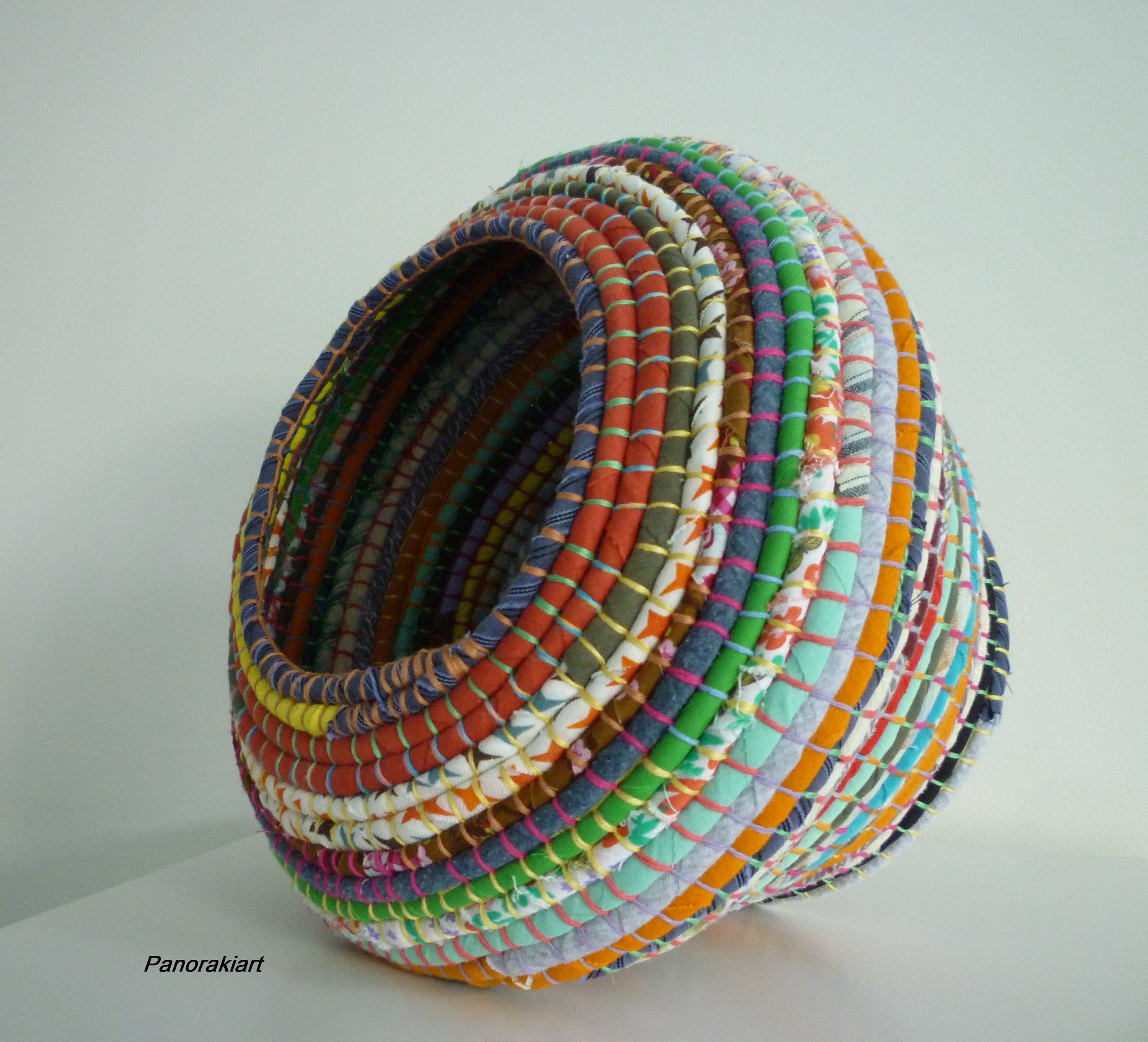 LARGE Textile Vessel. Vegan. Eco Friendly. Coiled Basket From