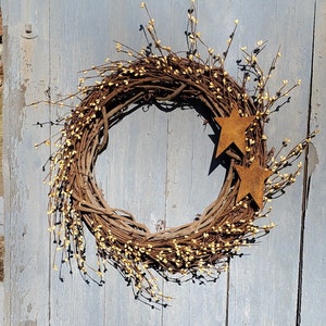Primitive Wreath for Front Door, Star Wreath, Heart Wreath